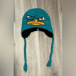 Perry the Platypus Embroidered Knitted Hat with Tassels Phineas and Ferb